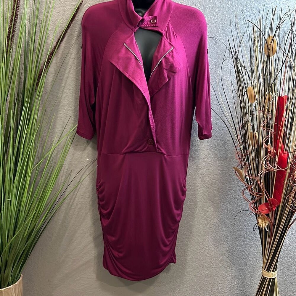 #26 Aziz fuchsia knit,midi dress, size medium